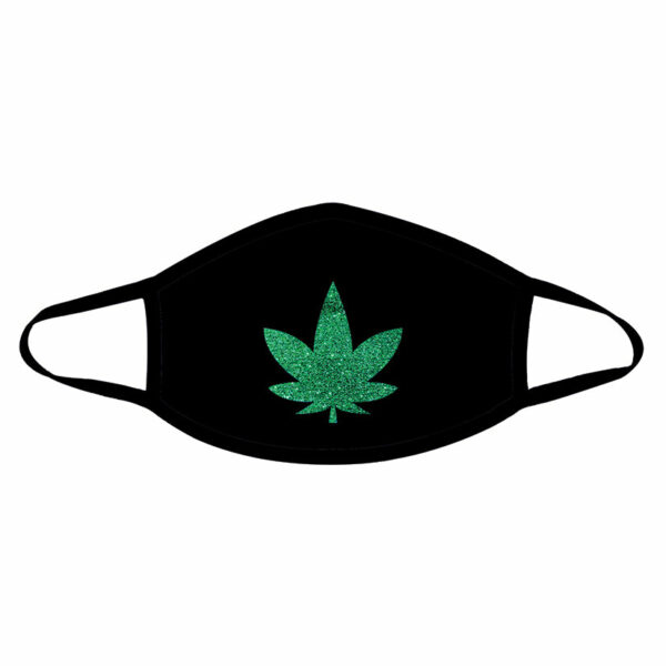 Neva Nude Dope AF Mask-Green Glitter Weed Leaf