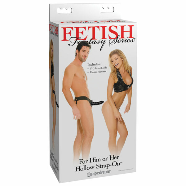 Fetish Fantasy For Him Or Her-Hollow Strap-On Black 6"