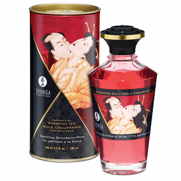 Shunga Aphrodisiac Warming Oil-Sparkling Strawberry Wine 3.5oz