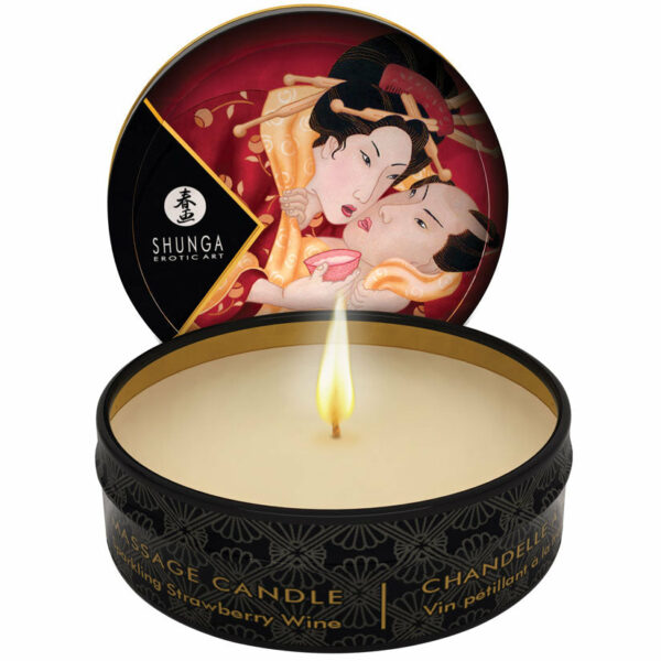 Shunga Mini Massage Candle-Sparkling Strawberry Wine 1oz