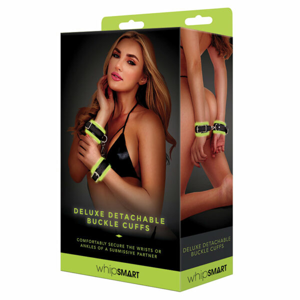 Whip Smart Glow in the Dark Deluxe Detachable Buckle Cuffs