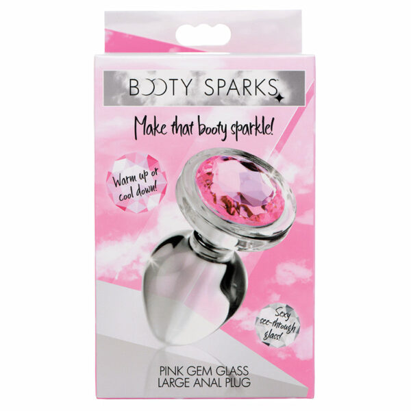 Booty Sparks Pink Gem Glass Anal Plug-Large